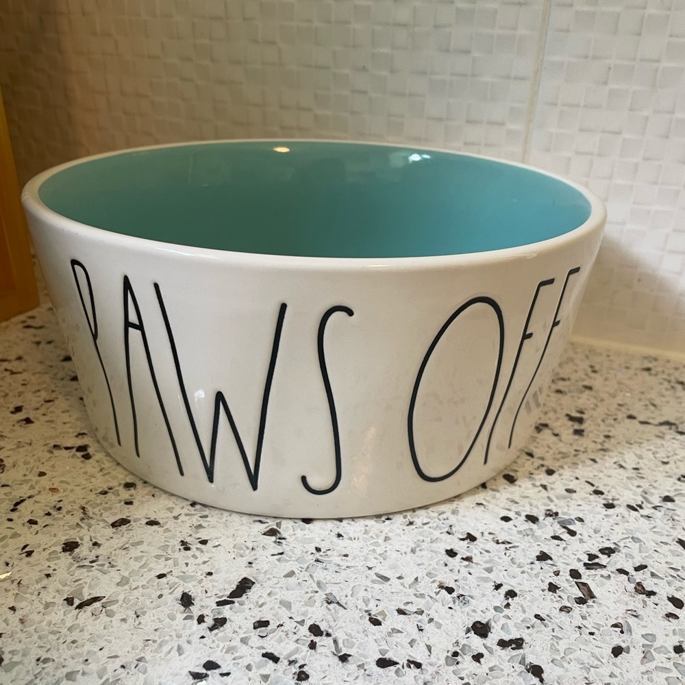 Rae Dunn Paws Off Dog Bowl 8”